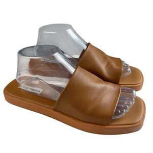 Steve Madden Women’s Holmes Slide Sandals 9M Brown Leather Slip-On Flats